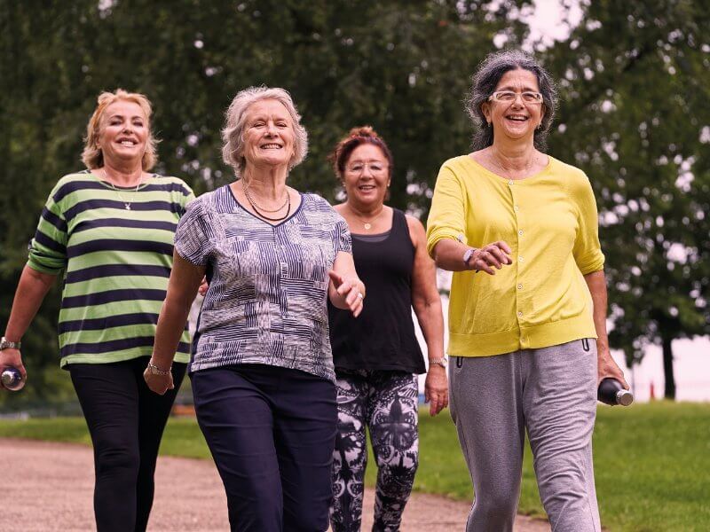 Group of women running